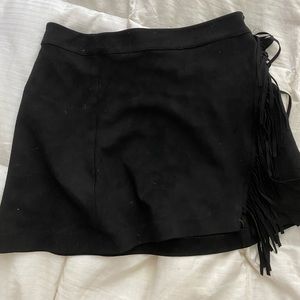 Zara black fringe mini skirt